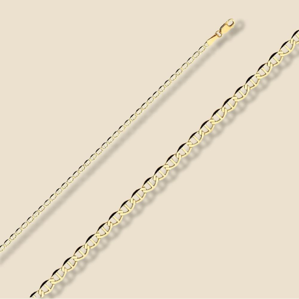 14k Solid Gold Mariner 2.7 mm Chain Necklace | Everyday Jewelry | Birthday Gift